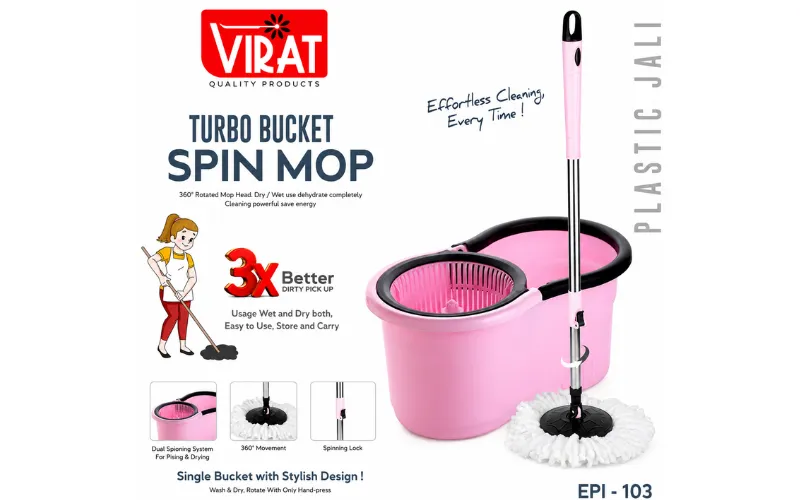 Turbo Bucket Mop (Plastic Jali) 8L