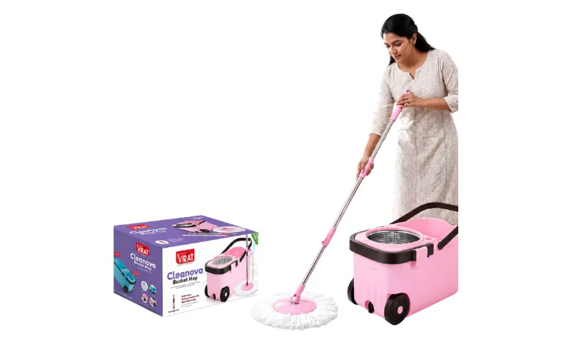 Microfiber Bucket Spin Mop (Plastic Jali) 10L